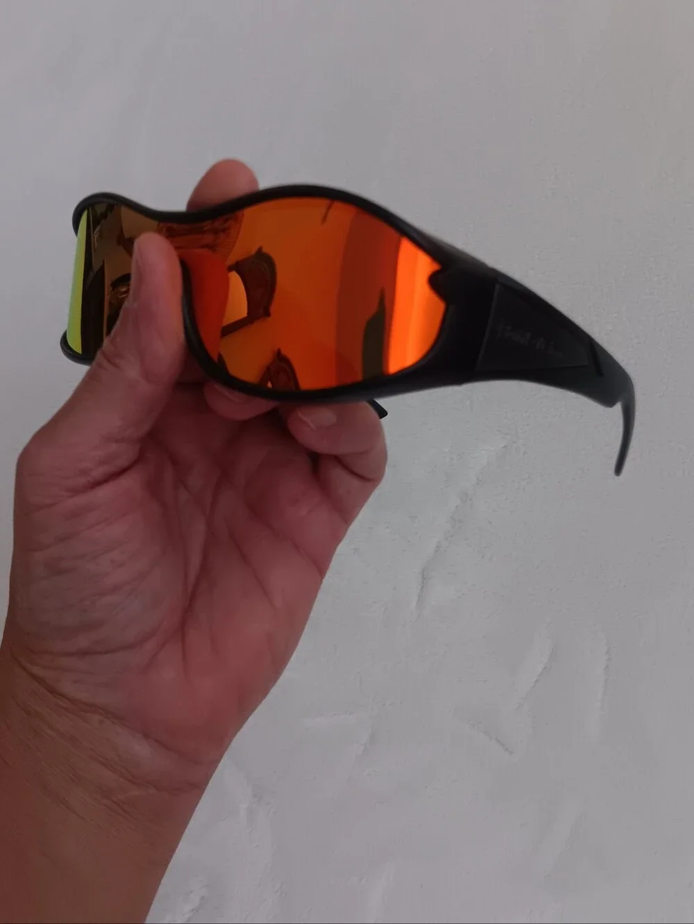 BattleVision Men's/Women's Sport Shield Sunglasses with Orange Mirrored Lenses